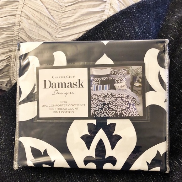 Charter Club Bedding Navy Damask King 3 Pc Duvet Poshmark